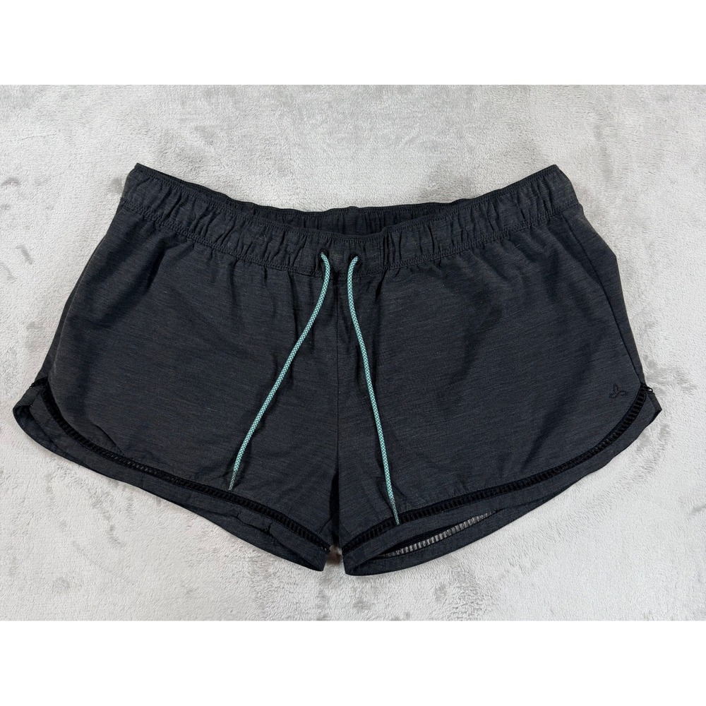 PrAna Women Athletic Boheimian Yoga Knit Hem Shorts Charcoal Gray Large